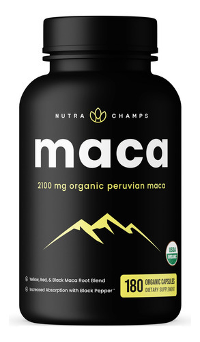 Suplemento De Raiz De Maca Orgânica Nutrachamps 2100 Mg 180