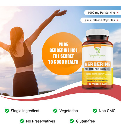 Suplemento Simple-organics Berberine 500 Mg (1000 Mg/porção) - Imagem 2