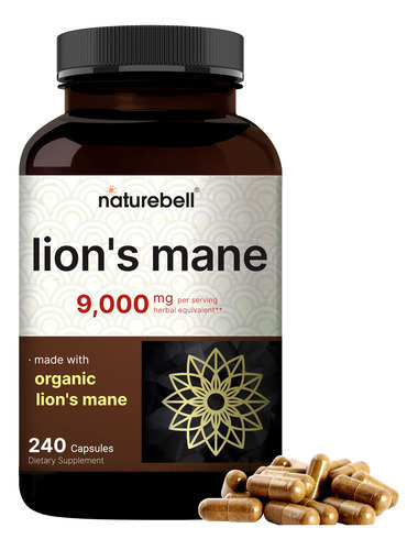 Suplemento Naturebell Lions Mane Mushroom 9.000 Mg 240 Cápsu