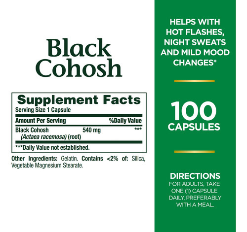 Suplemento Nature"s Bounty Black Cohosh Root 540 Mg 100 Cáps - Imagem 2