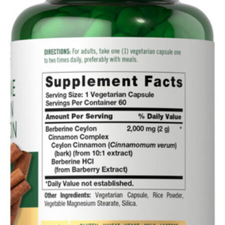 Suplemento Carlyle Berberine Ceylon Canela 2000 Mg 60 Cápsul - Imagem 2