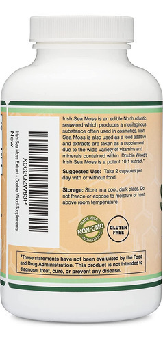 Suplemento Double Wood Irish Sea Moss Em Cápsulas 180x1200mg - Imagem 3