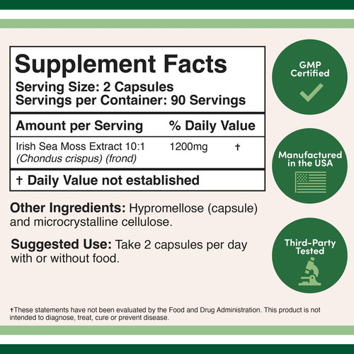 Suplemento Double Wood Irish Sea Moss Em Cápsulas 180x1200mg - Imagem 5
