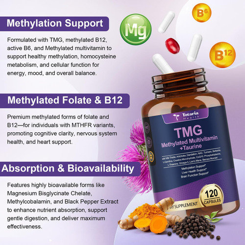 Suplemento Totaria Tmg Taurina 24 Em 1 Multivitamínico 120 C - Imagem 4
