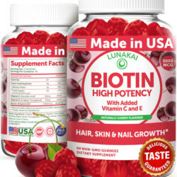 Suplemento De Gomas De Biotina Lunakai 5000mcg Com Vitamina