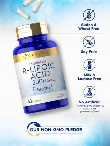 Suplemento De Ácido Carlyle R-lipóico 200mg | 60 Cápsulas Co - Imagem 4