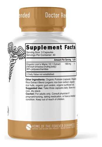 Suplemento Nature"s Fusions Nutri Organic Lions Mane 1900 Mg - Imagem 3