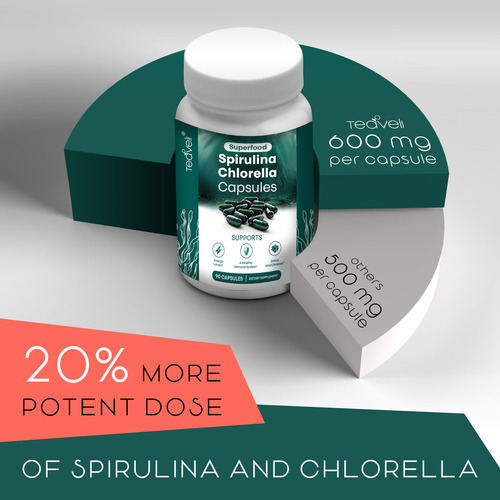 Suplemento Teaveli Em Cápsulas Orgânicas De Espirulina E Clo - Imagem 4