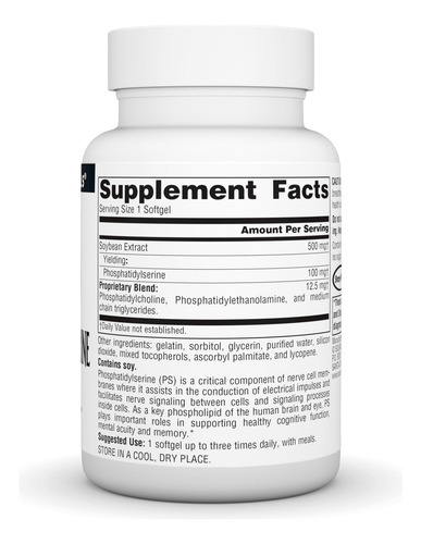 Suplemento Source Naturals Fosfatidilserina 500mg 60 Soft - Imagem 2