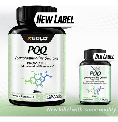 Suplemento X Gold Health Pqq, Cápsulas Vegetais De 20 Mg (12 - Imagem 5