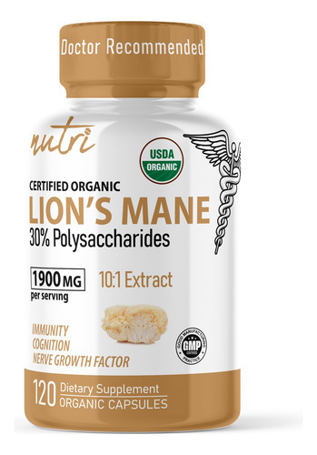Suplemento Nature"s Fusions Nutri Organic Lions Mane 1900 Mg