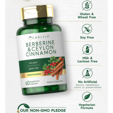 Suplemento Carlyle Berberine Ceylon Canela 2000 Mg 60 Cápsul - Imagem 5