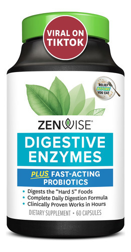 Suplemento Zenwise Digestive Enzymes Probiotics 60 Cápsulas