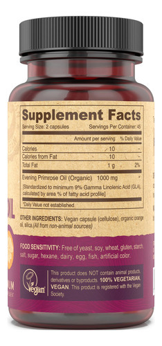 Suplemento Deva Vegan Evening Primrose Oil 90 Cápsulas - Imagem 3