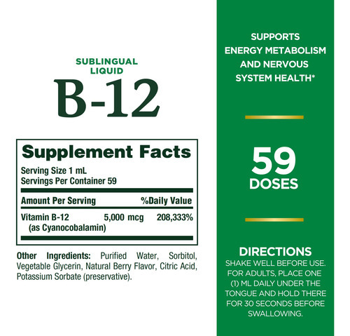 Suplemento Nature"s Bounty Vitamina B12 5000mcg Sublingual - Imagem 2