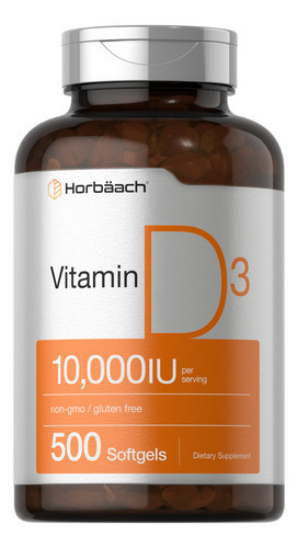 Suplemento Horbäach De Vitamina D3 10000 Ui 500 Cápsulas Gel