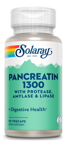 Suplemento Solaray Pancreatin 1300 Com Mamão 90 Cápsulas