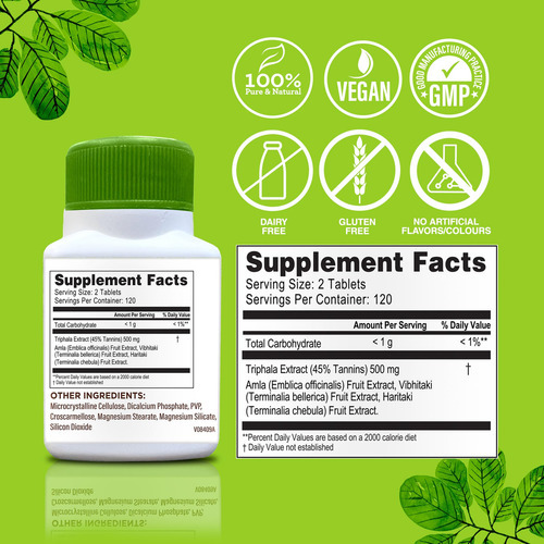 Suplemento Gurunanda Digestiva Triphala 240 Comprimidos - Imagem 6