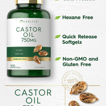 Suplemento De Óleo De Rícino Carlyle 750 Mg 200 Cápsulas Gel - Imagem 4