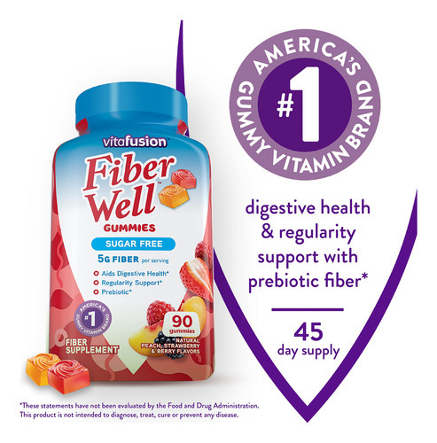 Suplemento De Fibra Vitafusion Fiber Well Sugar Free 90 Unid - Imagem 2