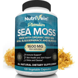Suplemento Nutrivein Organic Sea Moss 1600 Mg Com Bladderwra