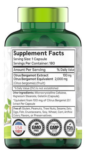 Suplemento De Vitaminas Citrus Bergamota 2000 Mg - 180 Cápsu - Imagem 2