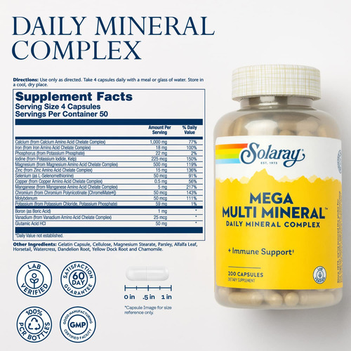 Suplemento Solaray Mega Multi Mineral 200 Cápsulas - Imagem 2