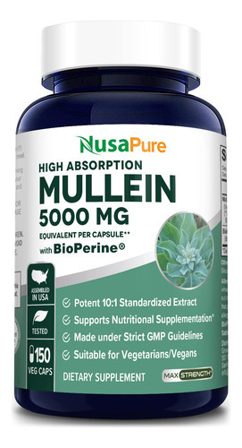 Suplemento: Cápsulas De Folha De Verbasco Nusapure, 5000 Mg,