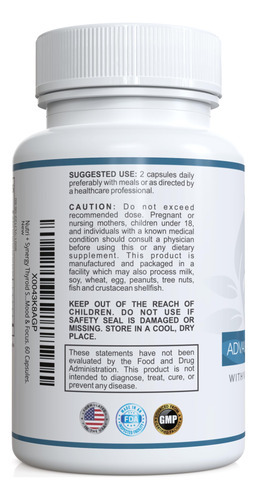 Suplemento Nutri + Synergy Thyroid Support 60 Cápsulas - Imagem 3