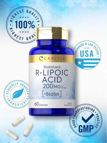Suplemento De Ácido Carlyle R-lipóico 200mg | 60 Cápsulas Co - Imagem 5