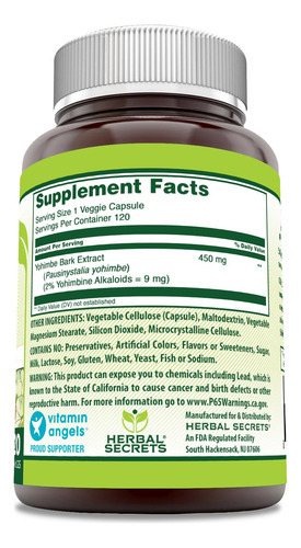 Suplemento Herbal Secrets: Extrato De Ioimba 450 Mg 120 Cáps - Imagem 2