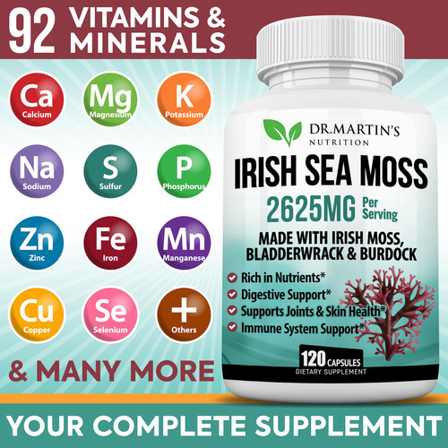 Suplemento Dr. Martin"s Nutrition Irish Sea Moss 2625 Mg 120 - Imagem 4
