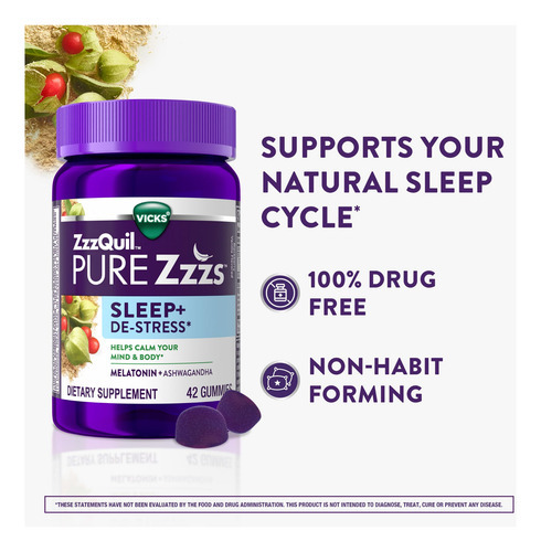 Gomas Para Ajudar A Dormir Zzzquil Pure Zzzs Aliviam O Estre - Imagem 3