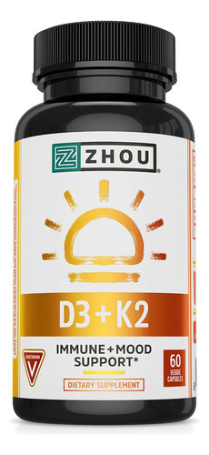 Suplemento Zhou Nutrition Vitamina D3 K2 5000iu/125mcg 60c