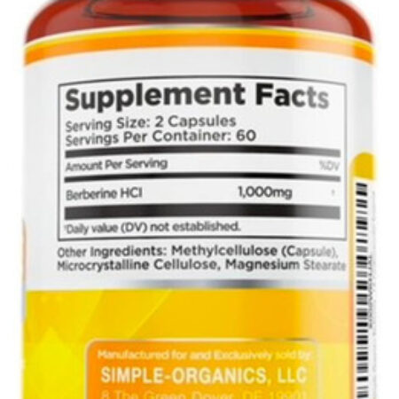 Suplemento Simple-organics Berberine 500 Mg (1000 Mg/porção) - Imagem 6