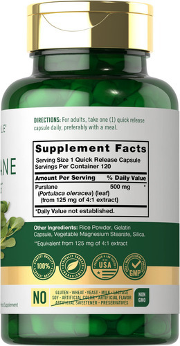 Suplemento Carlyle Purslane 500mg 120 Cápsulas - Imagem 2