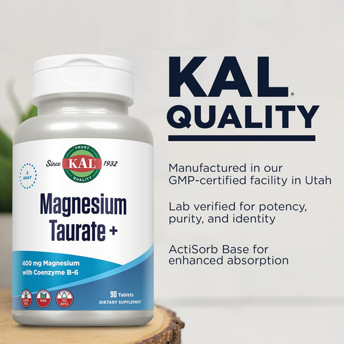 Suplemento Kal Magnesium Taurate Plus 400 Mg Com Coenzima B6 - Imagem 4