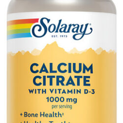 Citrato De Cálcio Com Vitamina D3 1000 Mg Solaray 180 Cápsul