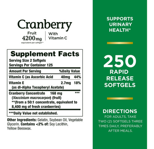 Comprimidos De Cranberry Com Vitamina C Da Nature"s Bounty - Imagem 2