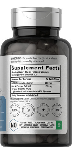 Suplemento Horbaach Dim 200 Mg Diindolilmetano 200 Cápsulas - Imagem 2