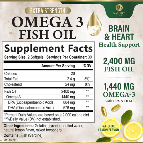 Suplemento De Óleo De Peixe Nature"s Peak 2400mg Omega 3 60 - Imagem 2