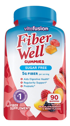 Suplemento De Fibra Vitafusion Fiber Well Sugar Free 90 Unid