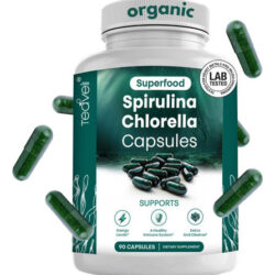 Suplemento Teaveli Em Cápsulas Orgânicas De Espirulina E Clo