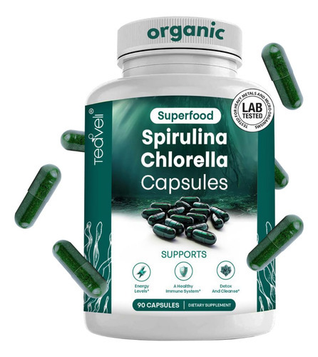 Suplemento Teaveli Em Cápsulas Orgânicas De Espirulina E Clo