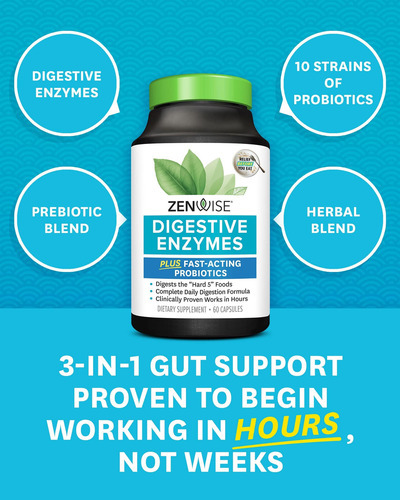 Suplemento Zenwise Digestive Enzymes Probiotics 60 Cápsulas - Imagem 2