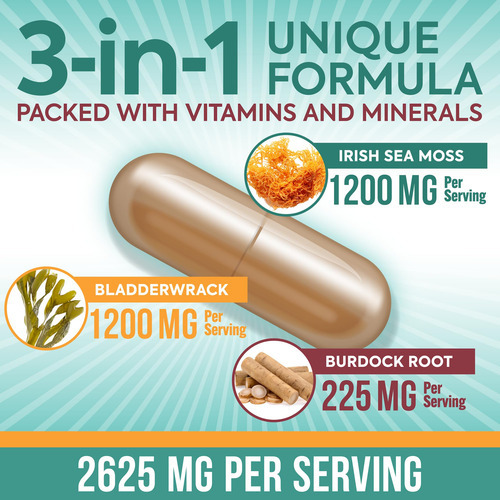 Suplemento Dr. Martin"s Nutrition Irish Sea Moss 2625 Mg 120 - Imagem 6