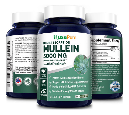 Suplemento: Cápsulas De Folha De Verbasco Nusapure, 5000 Mg, - Imagem 4