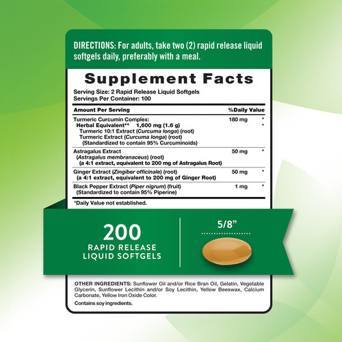 Suplemento Nature"s Truth Turmeric Curcumin Complex 200 Soft - Imagem 2