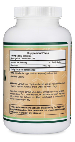 Suplemento Suplementos De Madeira Dupla Monolaurina 1.000 Mg - Imagem 2