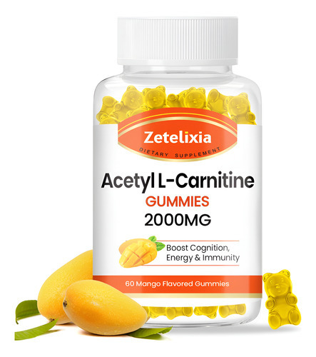 Suplemento Gomas De Acetil L-carnitina Zetelixia 2000 Mg 60